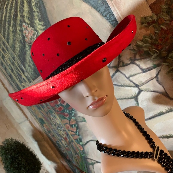 Ladies Red Western Hat - Picture 6 of 7